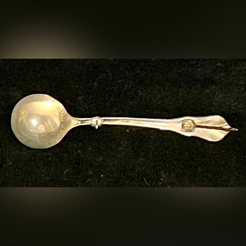 Vintage Wallace Sterling Silver Rose Point Spoon Brooch Pin - MCM Fine Jewelry